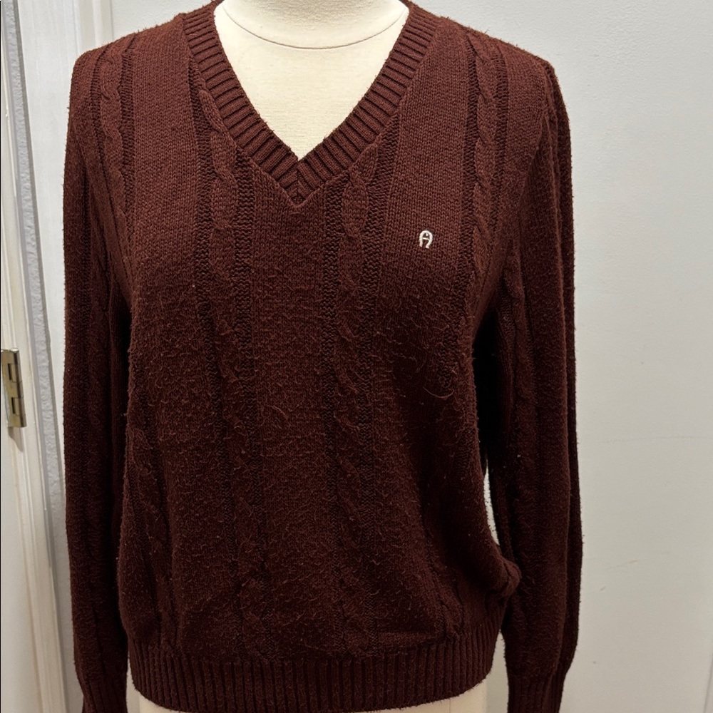 Etienne Aigner Rich Brown Knit Sweater